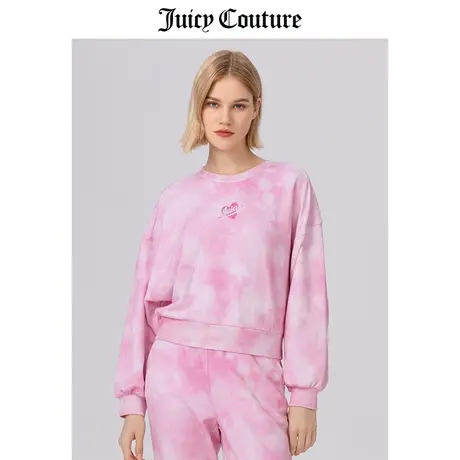 Juicy Couture橘滋卫衣女春季新款扎染爱心针织圆领套头衫短上衣商品大图