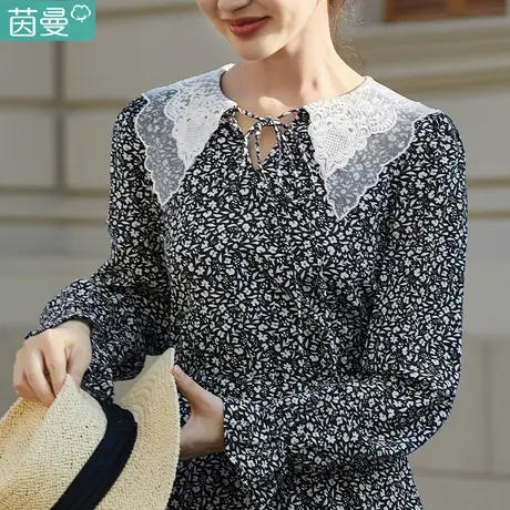 茵曼旗舰店吊带夏季连衣裙2024新款法式碎花裙子少女长袖中长款商品大图