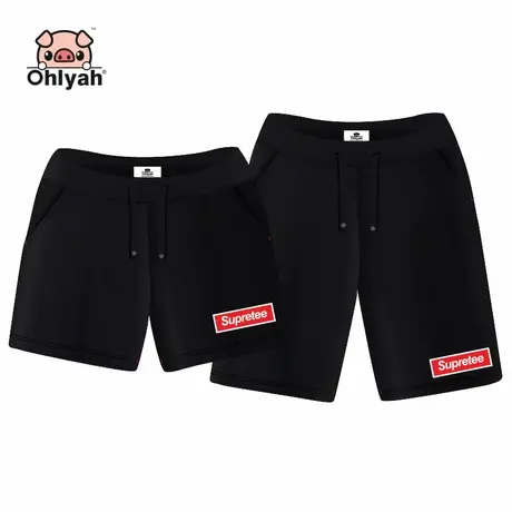 Ohlyah情侣装短裤大码休闲男女黑色韩版运动五分裤子跑步健身裤子商品大图