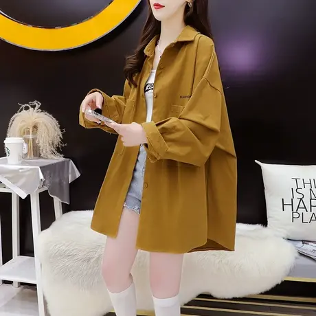 减10】慵懒风衬衫外套女2023新款早秋宽松休闲显瘦ins潮百搭上衣商品大图