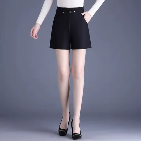 黑色百搭阔腿裤女2023秋季新款高腰遮胯显瘦宽松外穿休闲A字短裤商品大图