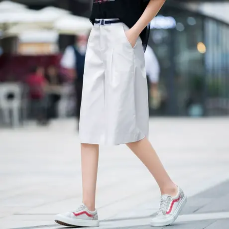 5分阔腿裤女夏薄款6分裤夏季六分裙裤休闲直筒中裤五分裤白色短裤图片