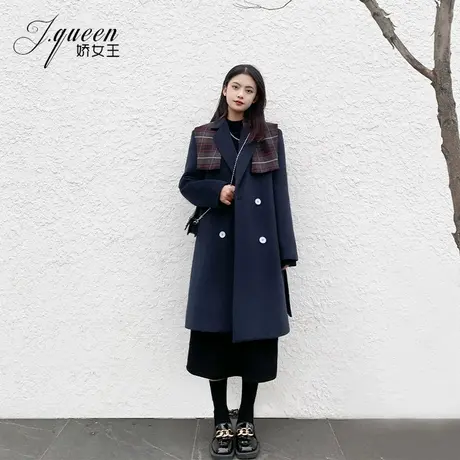 毛呢外套女秋冬新款设计感英伦学院风减龄气质宽松中长款呢子大衣商品大图