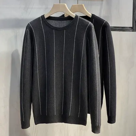 毛衣男厚款秋冬季韩版修身2023新款条纹针织衫厚款男装上衣打底衫图片