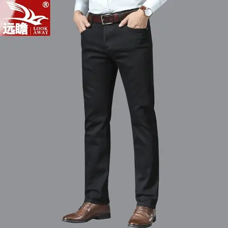2022年新款牛仔裤男冬季宽松直筒弹力男裤秋冬黑色男士休闲长裤子商品大图