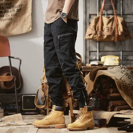 男士休闲工装裤子男春季新款港风宽松是男士休闲裤潮流百搭长裤子商品大图