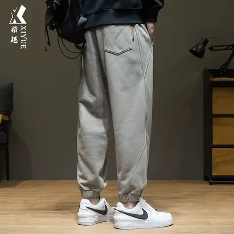 320g重磅束脚卫裤男宽松大码2024春秋潮牌口袋运动九分长裤子男款商品大图
