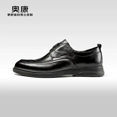 AOKANG奥康2023秋季新款商务正装德比鞋真皮压花防滑办公男鞋商品大图
