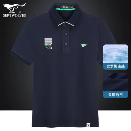 七匹狼狼族生活翻领POLO衫男夏季商务休闲短袖T恤男士时尚简约短t图片