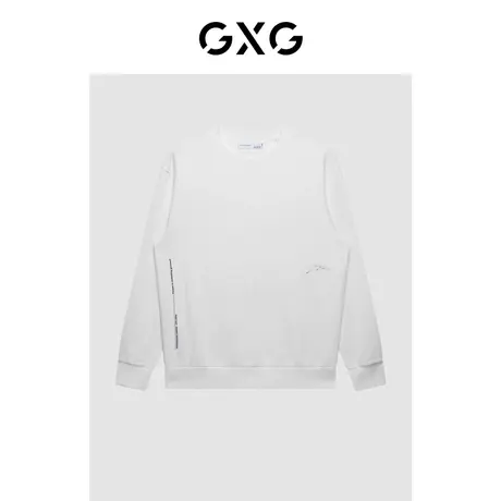 GXG男装 冬季白色时尚潮流休闲青年经典款圆领卫衣GC131007K商品大图
