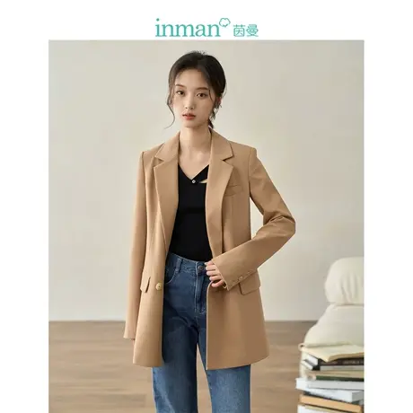 【商场同款】茵曼枪驳领西装外套2023秋季女装新款长袖百搭小西服图片