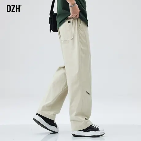 男士宽松直筒裤夏季男工装裤潮牌杏色裤子男款夏天休闲长裤速干裤商品大图