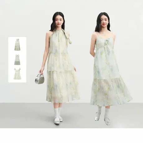 乐町晕染挂脖长裙/吊带裙/短裙商品大图