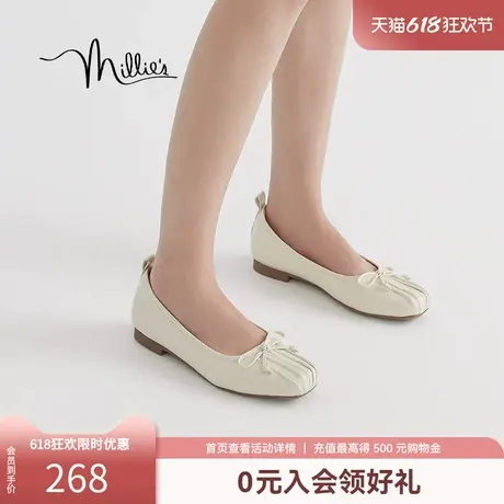 妙丽芭蕾舞鞋2025新款春季甜美蝴蝶结晚晚鞋一脚蹬单鞋女25101AQ4图片
