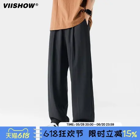 VIISHOW西裤男秋季薄款宽松垂感阔腿裤高级感直筒裤潮牌痞帅裤子商品大图