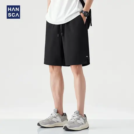 hansca暗纹细格提花休闲短裤男2025夏季轻盈透气速干凉感五分裤子商品大图