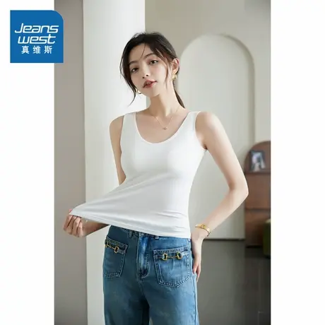 KF真维斯宽肩吊带背心女2025新款夏季外穿搭配衬衫圆领无袖上衣商品大图