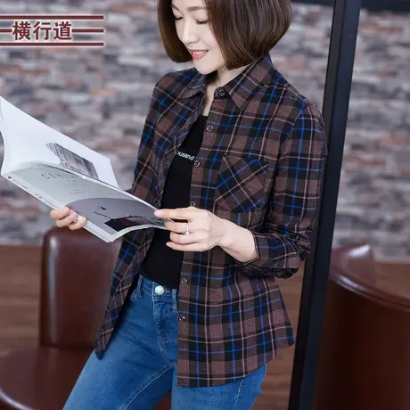 2023冬季新款衬衣女装外穿大码纯棉中年妈妈长袖宽松衬衫复古外套图片