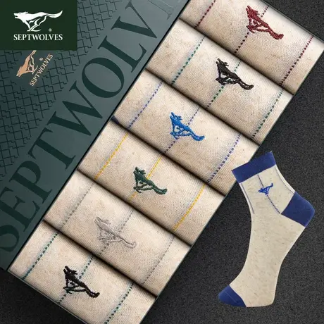 七匹狼亚麻袜子男士春夏季中筒w薄款纯透气袜i子夏天夏款耐磨图片