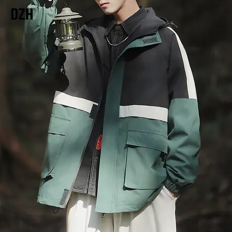男士户外冲锋衣男款工装外套男春秋款男装2023新款教练夹克男春装商品大图