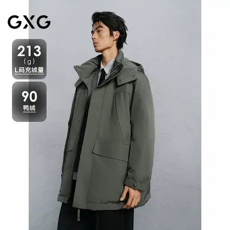 GXG男装 商场同款简约中长款羽绒服男通勤外套24冬新品G24XY34005商品大图