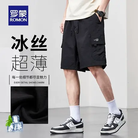 罗蒙冰丝男款工装短裤宽松休闲夏季运动中裤松紧腰速干五分裤N1Z商品大图