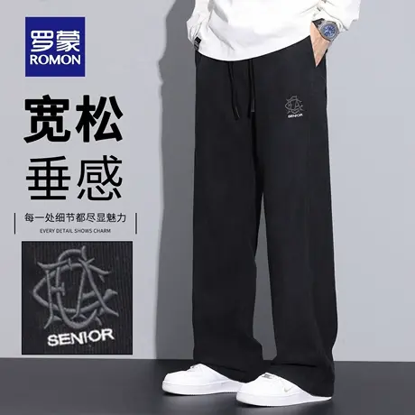 罗蒙秋季垂感阔腿男士休闲裤2025新款宽松直筒潮流百搭长裤男N1Z商品大图