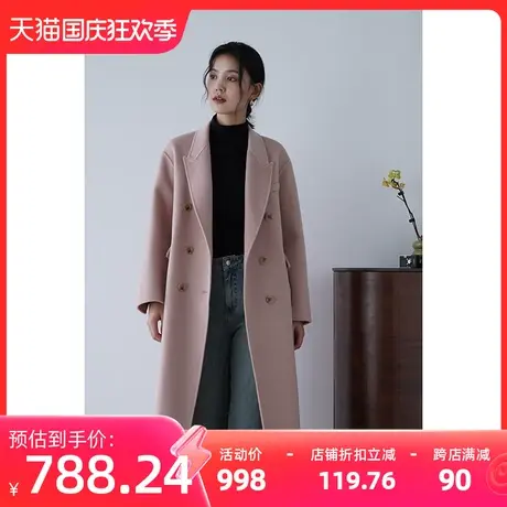 嘉茱莉2023秋冬新款赫本风毛呢外套女中长款宽松双面羊毛大衣长款商品大图