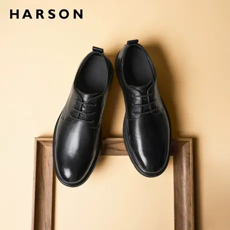 哈森男鞋秋季新款商务正装皮鞋男结婚增高上班鞋子男士真皮德比鞋商品大图