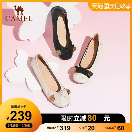 骆驼女鞋2023春季新款牛皮小皮鞋通勤工作鞋女低跟浅口真皮单鞋女图片