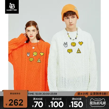 Lilbetter情侣毛衣秋冬针织衫圆领休闲毛衣慵懒风长袖毛线衣潮LB商品大图