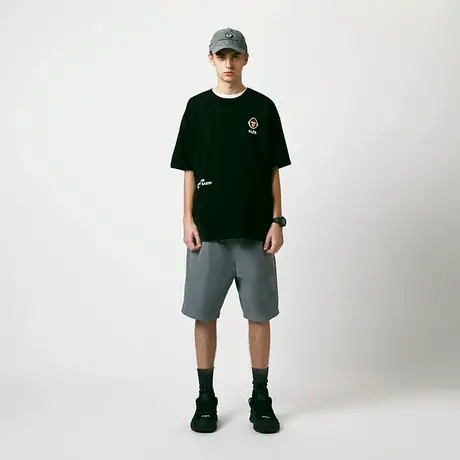 Aape男装春夏字母印花猿颜徽章字母织带休闲短裤6754XXG图片