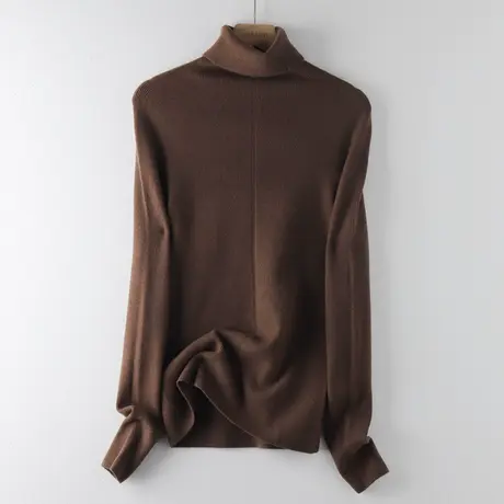 针织高领打底衫女内搭秋冬2023新款时尚洋气时髦堆堆领长袖上衣商品大图