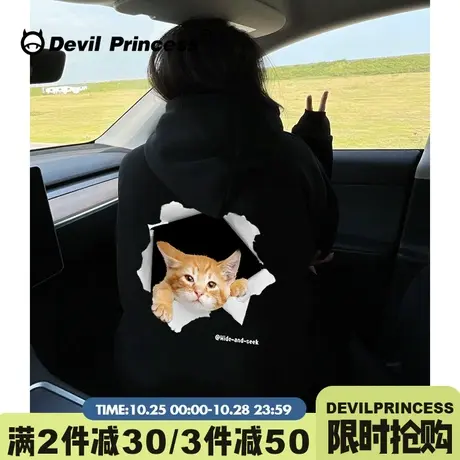 ulzzang设计感小众黑色连帽卫衣女oversize大版宽松超火上衣ins潮图片