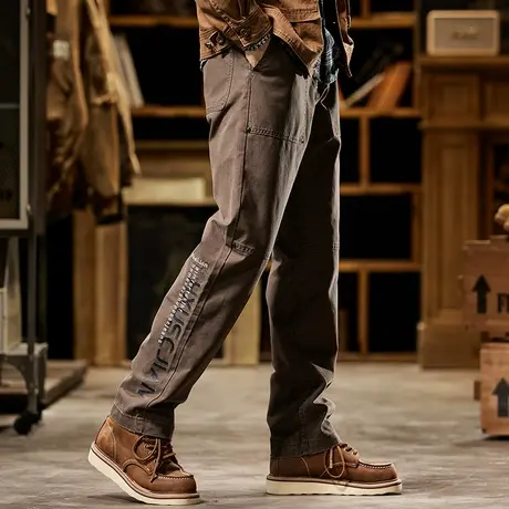 复古美式直筒休闲裤子男款潮流多口袋大码裤子宽松百搭休闲裤子商品大图