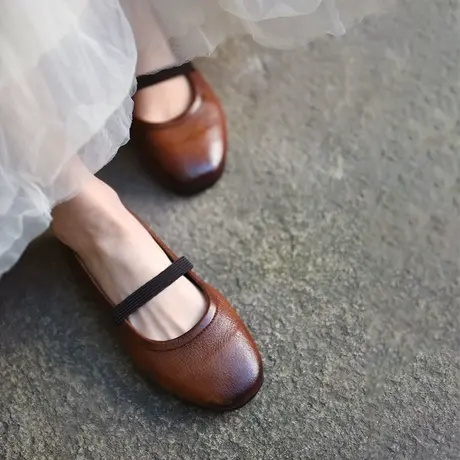 Artmu阿木鞋子原创小众浅口单鞋女平底鞋玛丽珍女鞋真皮2023新款商品大图