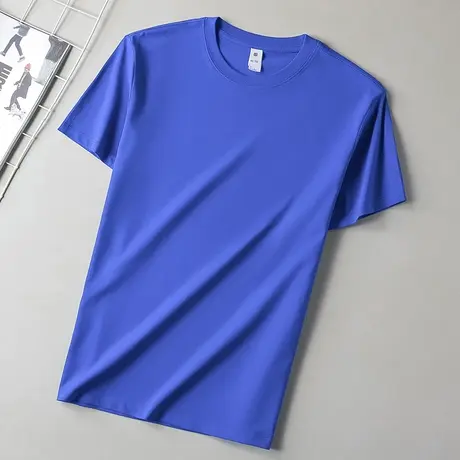 230g重磅纯棉短袖t恤男潮流克莱因蓝夏季上衣服液氨全棉半袖体恤商品大图