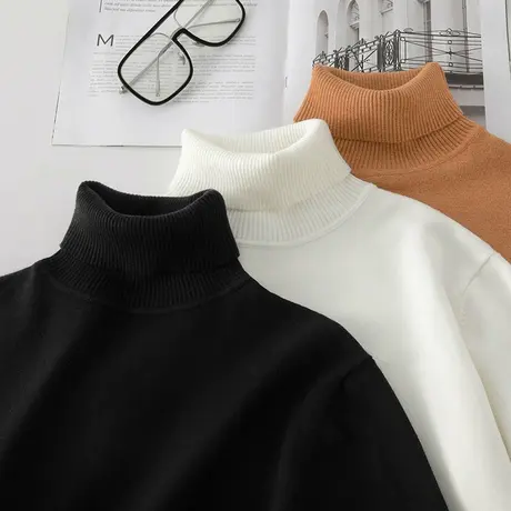 纯色男士毛衣半高领春秋款内搭打底衫潮流秋冬季针织衫毛线衣毛衫商品大图