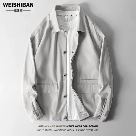 高级质感轻熟风休闲夹克男春秋2022年简约大气工装外套西服式上衣图片