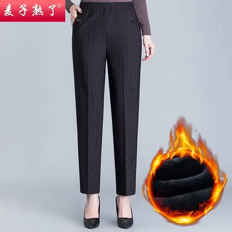 2023冬季新款胖妈妈280斤大码松紧腰休闲百搭小脚裤加绒加厚棉裤商品大图