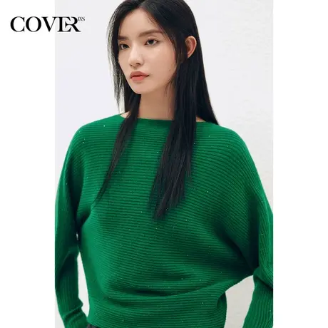 COVER冬季落肩小金豆蝙蝠袖美丽诺羊毛衫商品大图