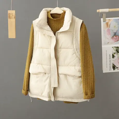 大码宽松羽绒棉马夹秋冬新款女装胖mm遮肉显瘦背心坎肩外搭马甲女图片