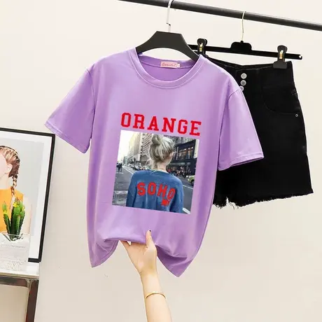 白色短袖t恤女2024年新款夏季韩版宽松字母ins洋气体恤网红上衣潮商品大图