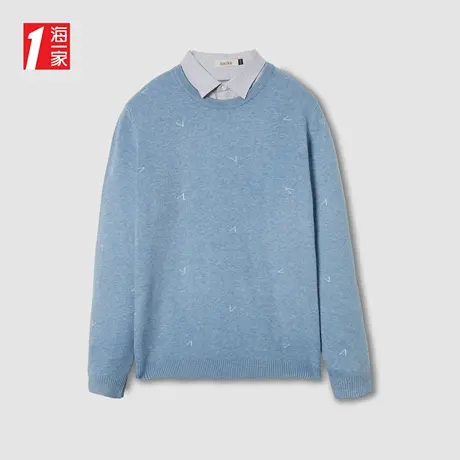 海一家休闲商务套头衫保暖时尚花纹男士双领针织衫商品大图