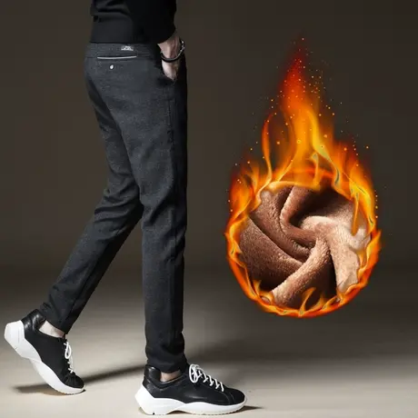 冬季直筒西裤子男韩版潮流2024新款百搭帅气磨毛冬装休闲长裤宽松商品大图