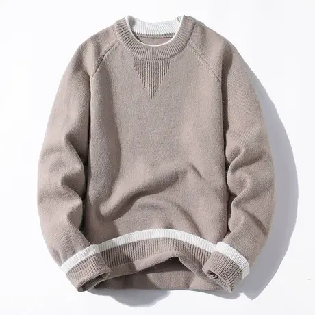 毛衣男秋冬季加厚保暖上衣服潮牌ins宽松圆领内穿冬装打底针织衫商品大图