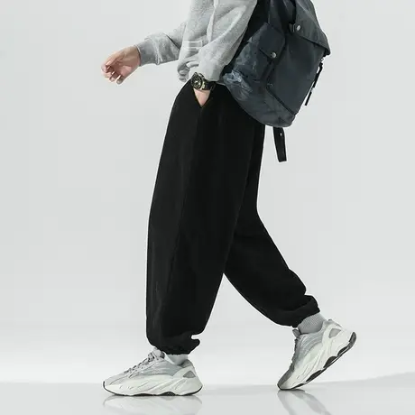 2023秋季新款灯芯绒男士休闲裤宽松加肥加大码哈伦裤男装胖阔腿裤图片