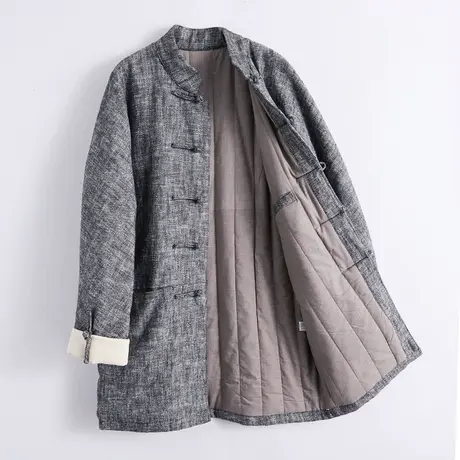 棉衣男冬季宽松棉服中国风男装中式中老年唐装外套加厚棉袄中长款商品大图