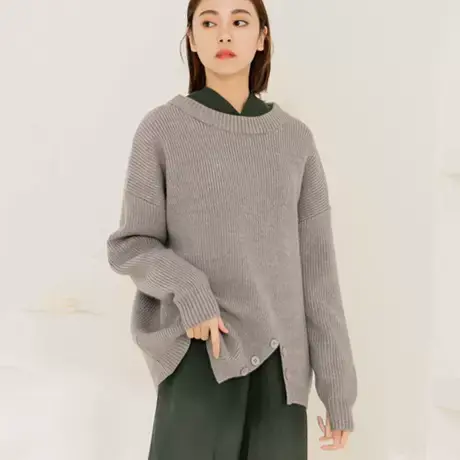 桔熊秋冬季温柔风保暖宽松长袖蓬松毛衣针织衫女大码FA2604商品大图