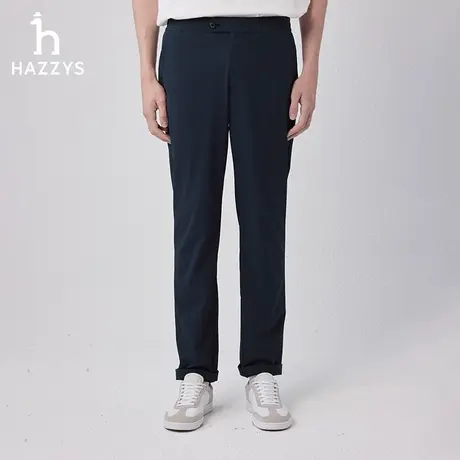 Hazzys哈吉斯春季新款男装休闲裤商务通勤微弹直筒宽松纯色长裤潮图片